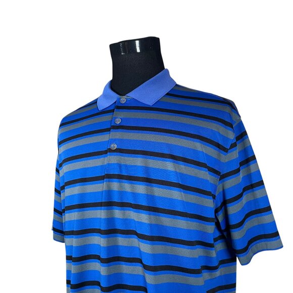 Nike Golf Men's Tour Performance Dri-Fit Blue Striped Short Sleeve Polo Shirt XL - Picture 2 of 7